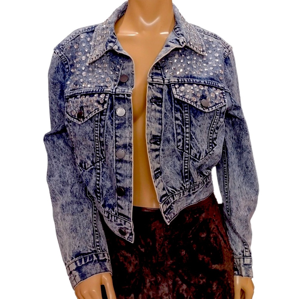 Alice and Olivia rhinestone studded denim/jean jacket